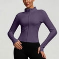 thumbnail image 6 of Sewkxo Women's Workout Jacket Lightweight Zip Up Cropped Yoga Jackets Slim Fit Athletic Tops with Thumb Holes,Purple S, 6 of 6