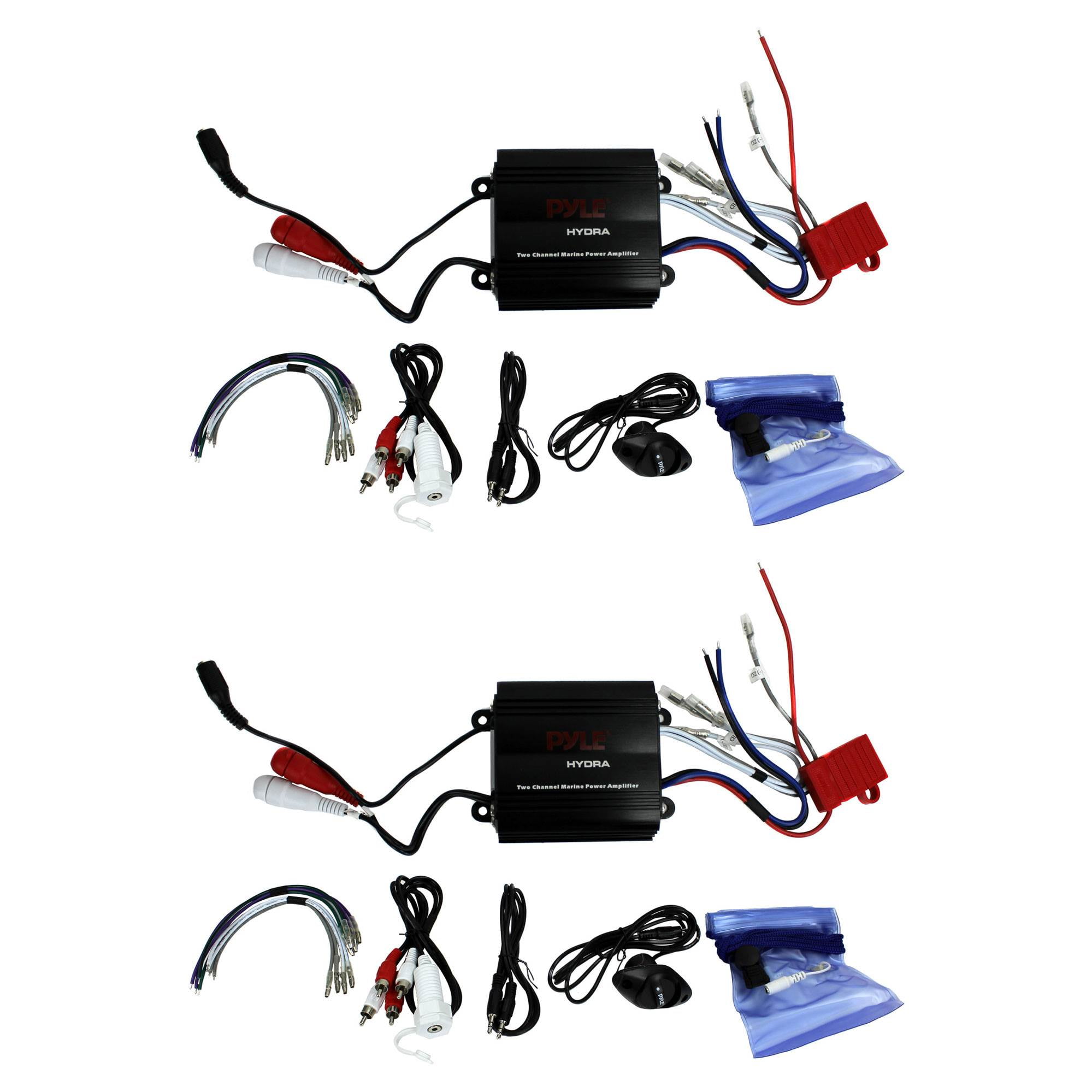 Pyle 800 Watt 4Channel Waterproof Micro Marine Amplifier Amp Stereo (2 Pack)