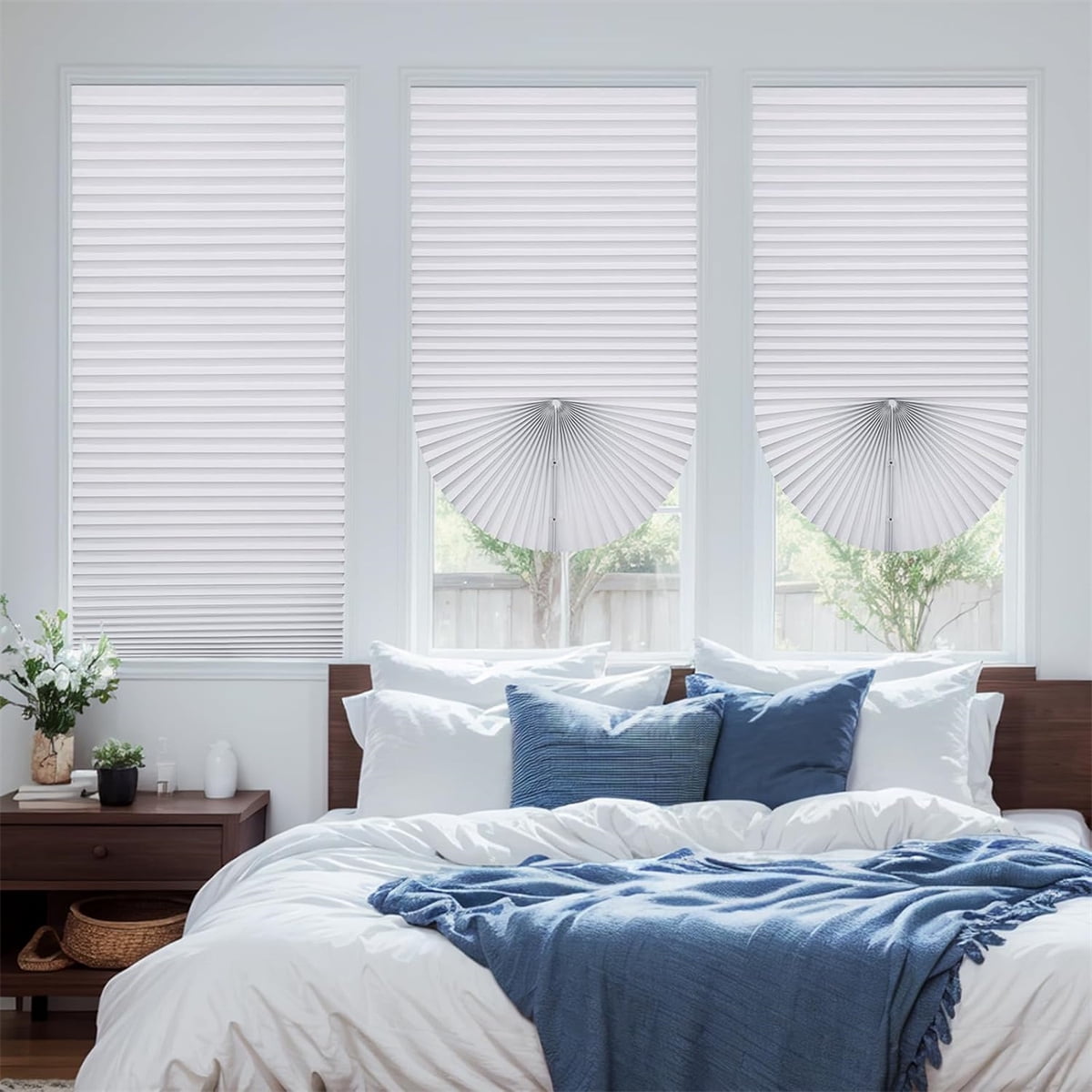 Portable Window Shades,2Pack Blackout Pleated Blinds,No Tools Cordless Shades for Indoor,QZS Portable Window Blinds for Home,Kitchen,35.4x70.9"