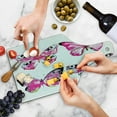 thumbnail image 4 of Watercolor Cutting Board, Butterflies Spring Season Nature Wildlife Insects Vintage, Decorative Tempered Glass Cutting and Serving Board, Wine Bottle Shape, Pale Blue Black Pink, by Ambesonne, 4 of 5
