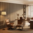 thumbnail image 3 of Fahomiss Asymmetric Acoustic Wood Slat Wall Tiles 4-Pack 24"x24", Walnut 3D Linear Panels, 3 of 10