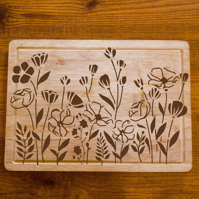 FINGERINSPIRE Grass Stencil 11.8x11.8inch Reusable Reed Drawing Template For Painting - Plastic Cattail Leaves Plants Pattern For Wall, Wood, Furniture