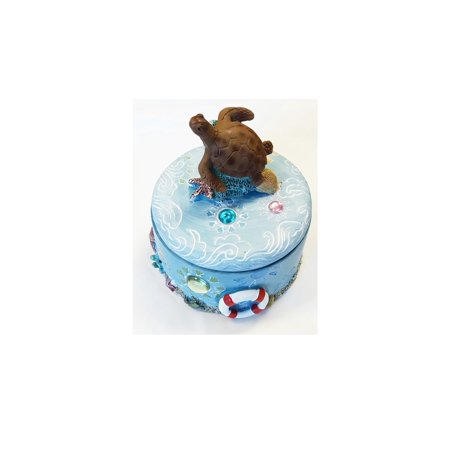 Sea Creations Sea Turtle Jewelry Box 3.5" Blue