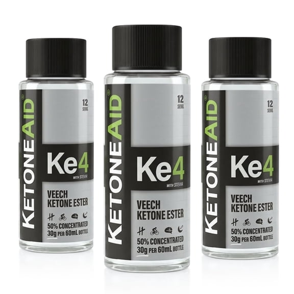 KetoneAid Ke4 Concentrate | 3 Pack (90g) Veech Ketone Ester | Focus, Endurance & Recovery Fuel