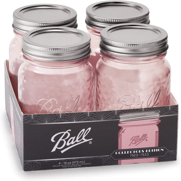Ball Jar Rose Vintage Regular Mouth Quart Canning Jars, 4-Pack, 32 oz