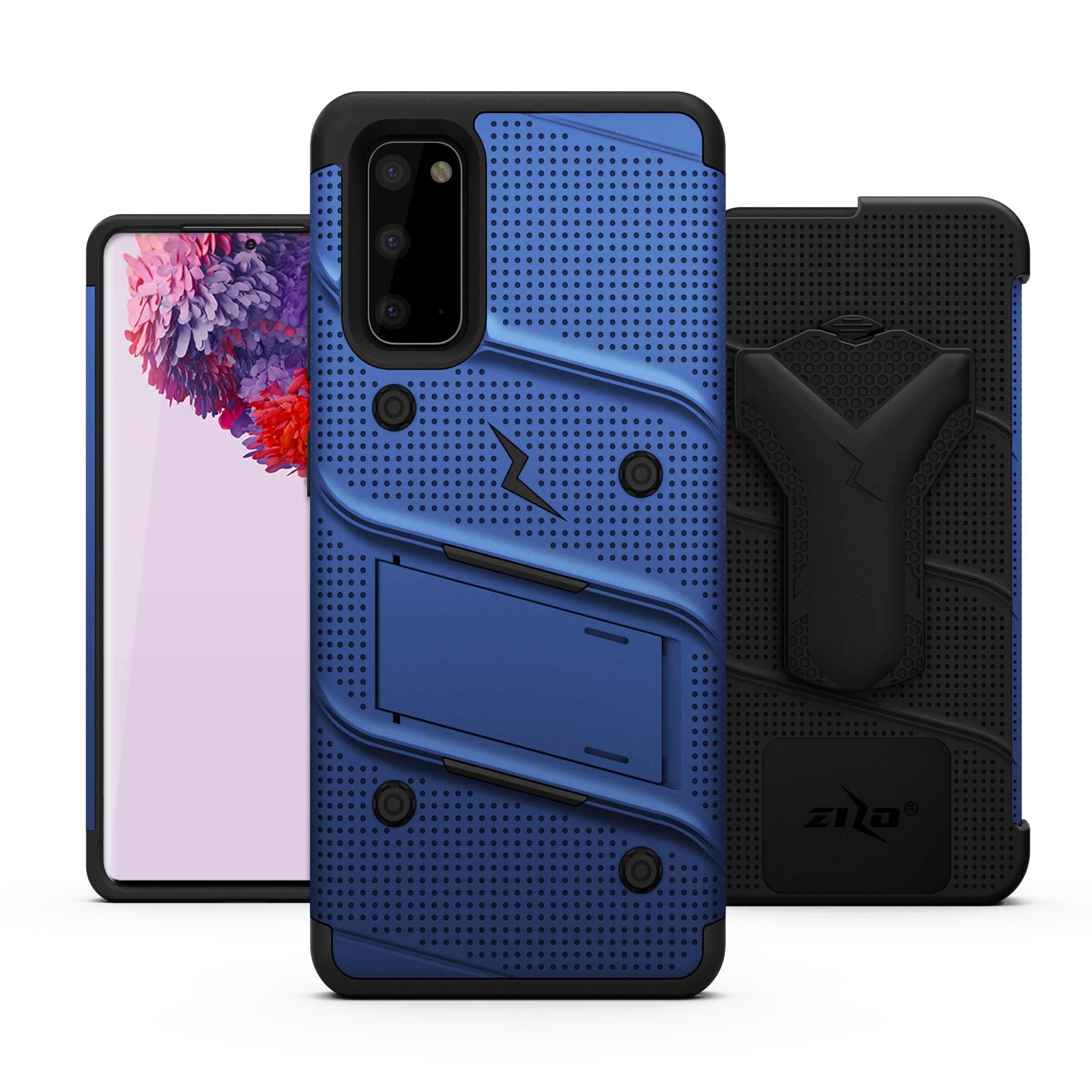 ZIZO BOLT Series for Galaxy S20 Case with Kickstand Holster Lanyard - Blue