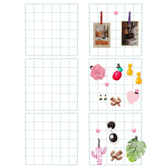 12x12 in Wall Grid Panel, 6 Pack Wire Grid Panel Shelf Board Metal Gridwall Photo Pictures Display Hanging Organizer Mesh Frame Memo Board for Display DIY Craft Shows Home, White