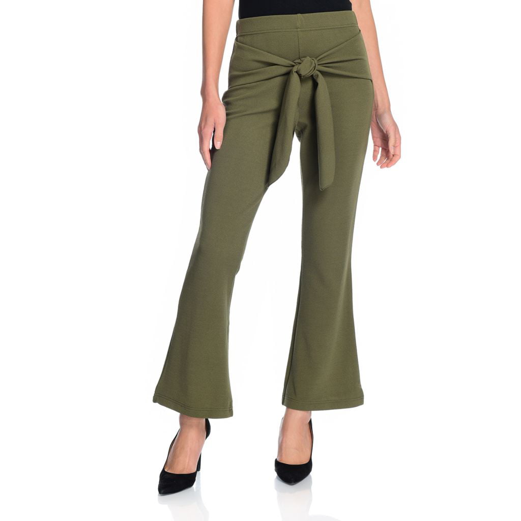 Kate & Mallory Textured Knit Elastic Waist Tie Detailed Wide Leg Pants ...