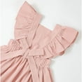 thumbnail image 7 of Kids Girls Casual Dress Summer Solid Color Fly Sleeves Back Bow Tie Dress Party Birthday School Tunic Dresses, 7 of 7