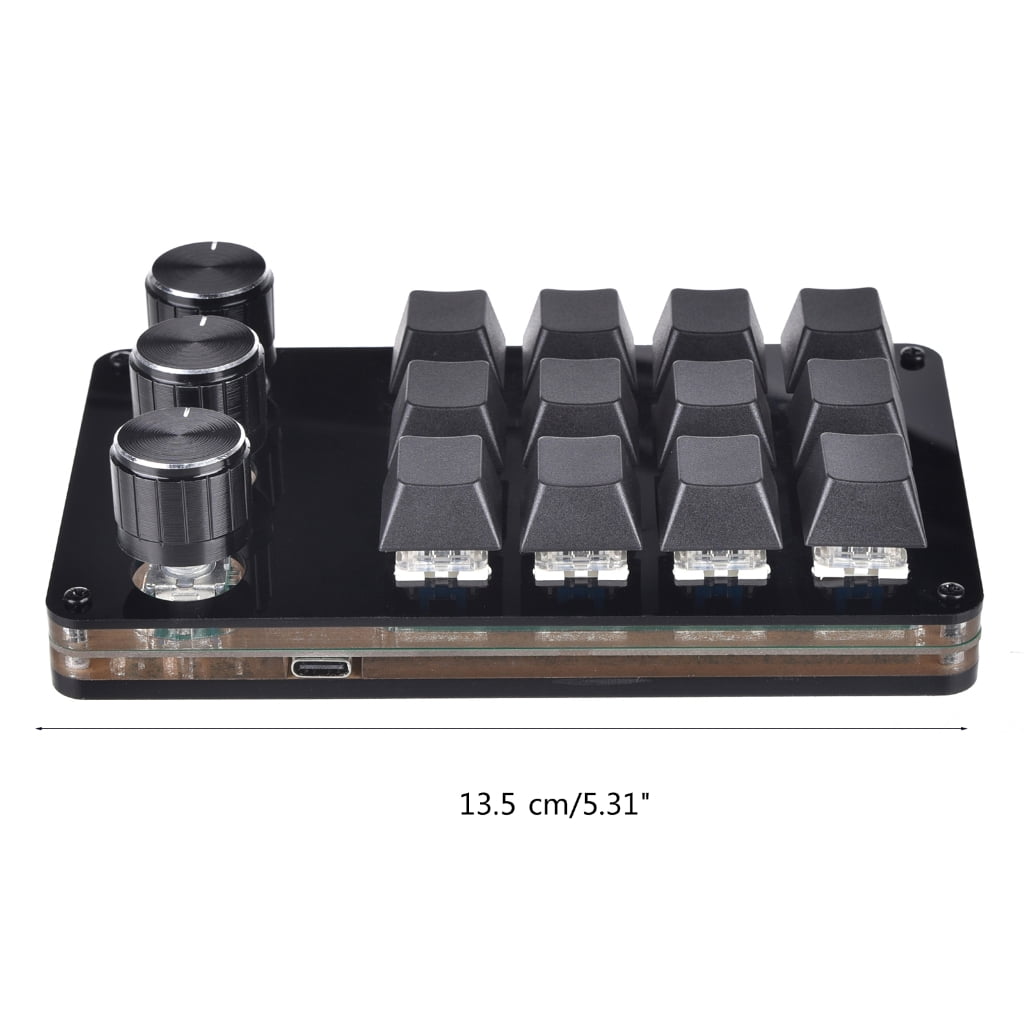 Mechanical Keyboard 12 Keys Keyboard with 3 Knob Design Professional Programmable Keypad for Gaming