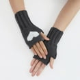 thumbnail image 4 of Ladies Warm Knit Fingerless Gloves Convertible Mittens Fashion Flowers Winter Handwear Cozy Textured Design, 4 of 6