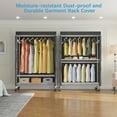 thumbnail image 3 of VIPEK R2C Plus Heavy Duty Rolling Garment Rack with Cover Clothing Rack Portable Closets with Adjustable 3 Wire Shelving and Double Rods Wardrobe on Wheels, White Rack with Black Cover, 3 of 7