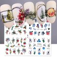 thumbnail image 2 of Pegatinas de uñas 4 en 1 con flores de Navidad, calcomanías con dibujos de copo de nieve, pájaro, Papá Noel, pingüino, alce, calcomanías de invierno, decoración de Año Nuevo deslizantes, SAI44-49 DE M, 2 of 4