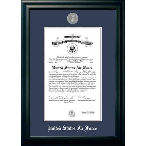 Patriot Frame's Air Force 9x14 Certificate Black Frame Silver Medallion