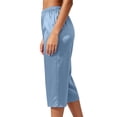 thumbnail image 4 of Hxshgdsn Womens Satin Cropped Wide Leg Pants Elastic Waist Casual Capri Trousers for Summer Home Relax Daily Casual Outings（Blue/2XL）, 4 of 6