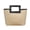 🍒 Black_Hot#3968, variant on Straw Woven Tote Bag Large Capacity Handbag - Square Handle, Faux Leather Detail, Khaki White Black, 22x18x11cm, Lightweight Beach Travel Purse