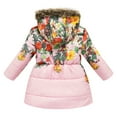 thumbnail image 6 of SonxaHe Toddler Girl Winter Coat Thick Warm Hooded Floral Prints Long Coats Kids Soft Quilted Windproof Puffer Coats Pink,Sized 2-3, 6 of 8