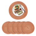 thumbnail image 1 of QUTETN - Juego de 6 manteles individuales redondos de algodón tejido, resistentes al calor, antideslizantes, lavables, para mesa de comedor, color naranja, 11 cm, G35902, 1 of 5