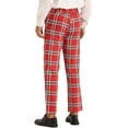 thumbnail image 3 of Unique Bargains Pantalon à Carreaux pour Hommes Coupe Slim devant Plat Pantalon d'Affaires Rouge 2TG, 3 of 4
