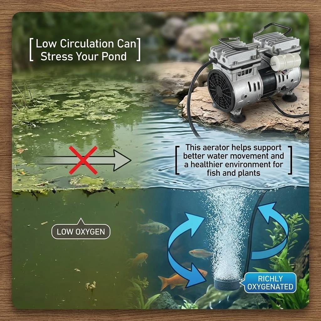 550W Power Air Compressor, Pond Aerator, Pond Aerator Pump, Pond Aeration Kit with Timer for Commercial Fish Pond
