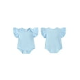 thumbnail image 2 of Suealasg Baby Girls Romper Outfit Newborn Short Sleeve Round Neck Solid Color Ribbed One-Piece Clothes 0-18 Months Infant Summer Bodysuit, 2 of 8