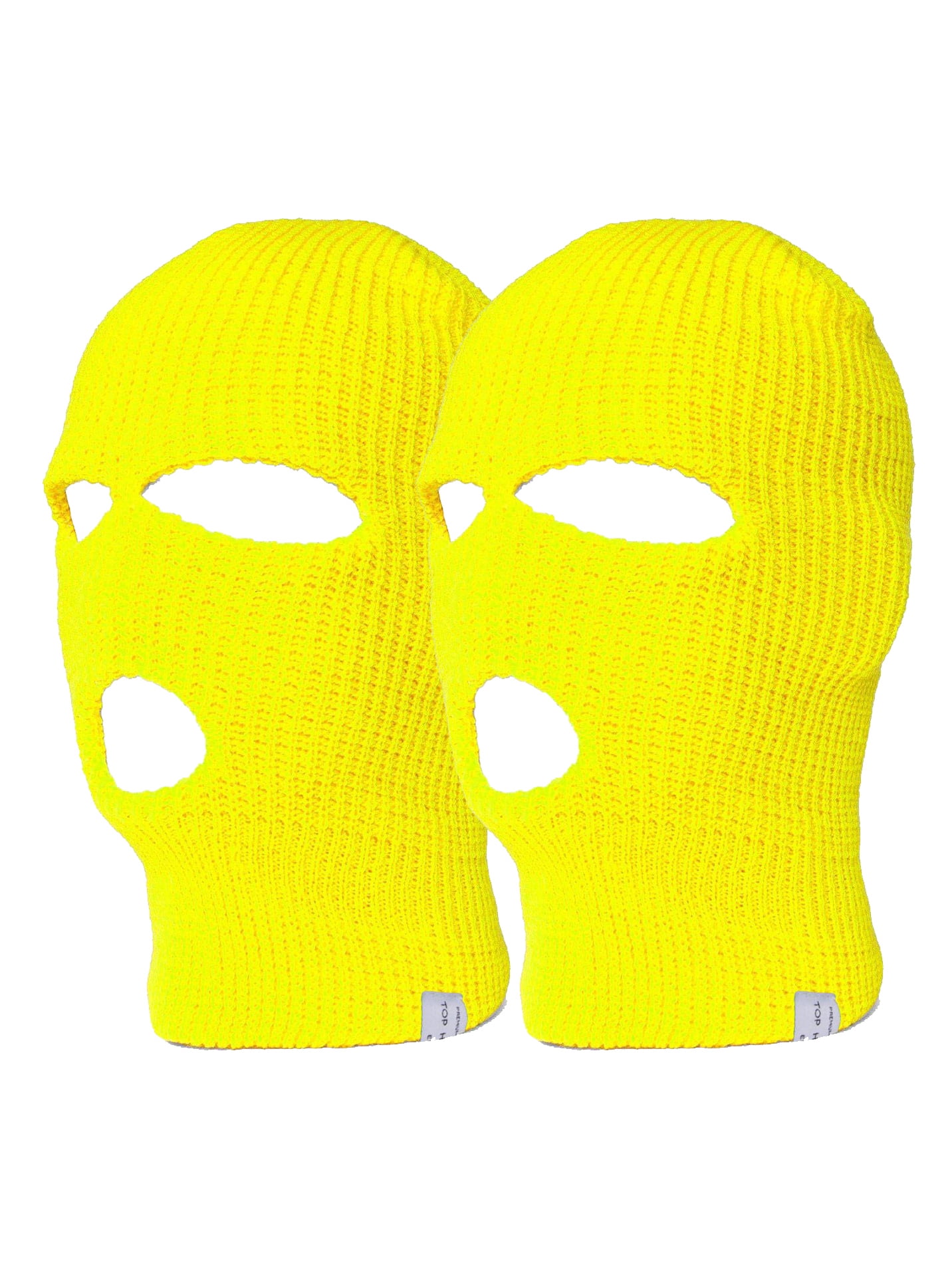 TopHeadwear 3 Hole Ski Face Mask Balaclava, 2 Pack Neon Yellow
