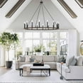 thumbnail image 2 of ACROMA  16-light Farmhouse Large Round Wagon Wheel Chandelier - 47'' D X 140'' H Walnut, 2 of 5