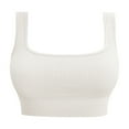 thumbnail image 1 of Cathalem Tank Tops for Women Built In Bra Ribbed Knit Casual Fitted Basic Shirts,White S, 1 of 5