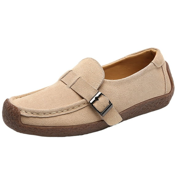 Sngxgn Flat Shoes for Women Classic Slip On Ballet Shoes Comfortable Dress Shoes(Khaki,41)