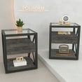 thumbnail image 2 of GZXS Rustic Wood Grain Nightstands 2 Pack - Small End Table with Clear Glass Top and Metal Frame, 3-Tier Couch Side Table with Storage Drawer, Easy Assembly, 2 of 10