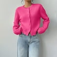 thumbnail image 6 of iHPH7 Cropped Cardigan Light Cardigans for Women Long Sleeve Cardigan for Women Short Cardigans for Women Fall Sweaters for Women Button Down Sweaters for Women Fall Fashion Hot Pink XXL, 6 of 7