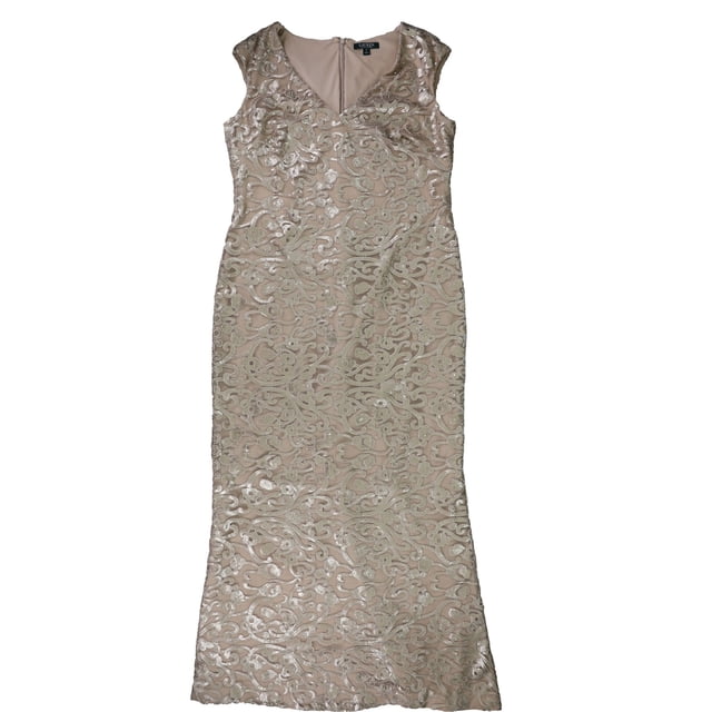 Ralph Lauren Robe de Soirée Brodée pour Femme, Beige, 18