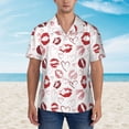 thumbnail image 2 of Gukieu Red Lips Print Men's Short-sleeved Shirts, Button-down Lapel Hawaiian Shirts, T-shirts, Beach Vacation Summer Casual Wear,X-Large, 2 of 7