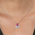 thumbnail image 3 of 925 Silver and 10K Yellow Gold Pure Pink Mystic Topaz and Lab Grown Diamond and Apatite Pendant Necklace for Women | 2.56 Cttw | Pear Shape 8X6MM | Oval 7X5MM | Round 5MM | with 18 inch Chain, 3 of 4