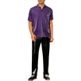 thumbnail image 2 of INSPIRE CHIC Glitter Polo Shirts for Men's Shiny Tops Short Sleeve Disco Metallic Polo S Purple, 2 of 5