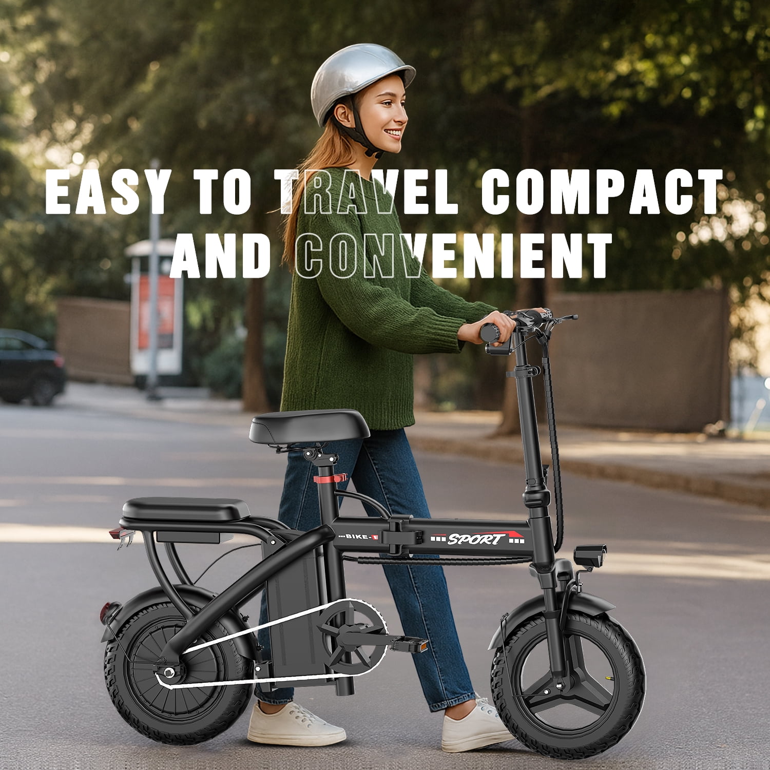 ASKGO Electric Bike for Adults, 1200W Peak Folding Ebike UL2849 ,48V 10.5Ah Removable Lithium-Battery, Stylish 14" Foldable Commuting Electric Bicycle for Women & Men