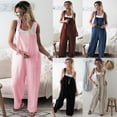 thumbnail image 5 of Sunloudy Combinaison Décontractée à Jambes Larges pour Femmes, Lin, Taille Unique, Rose, 5 of 5