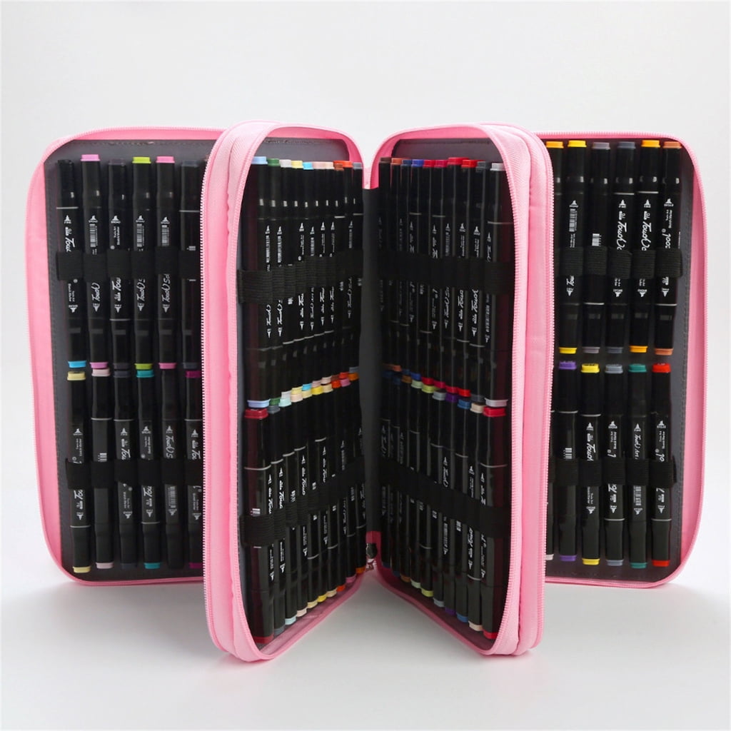 120 Slot Markers Organizers Carrying Bag with Shoulder Strap Multifunctional High Capacity Multilayer Marker Holder Case