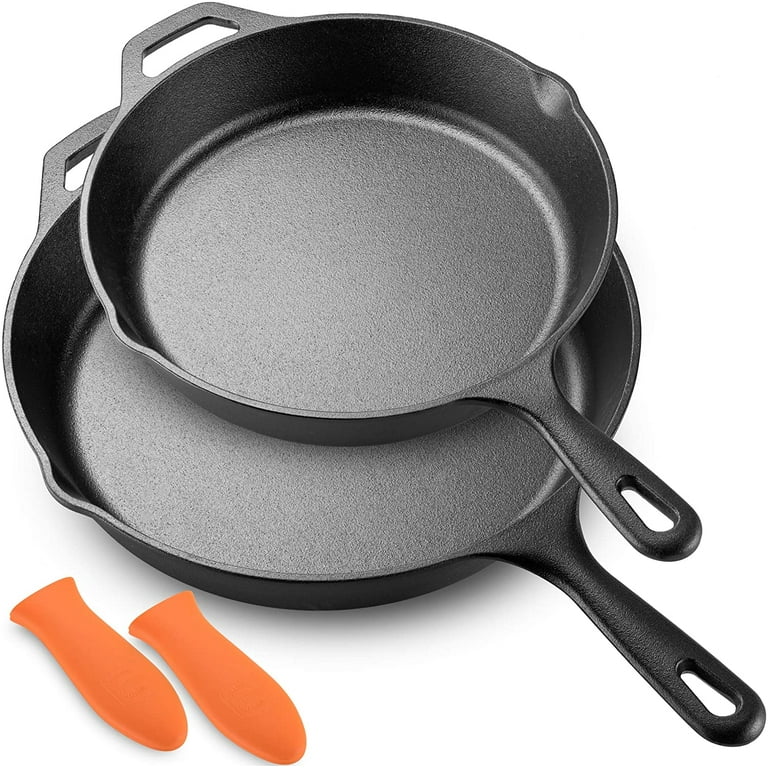 Legend Cast Iron Skillet Set, Large 10” & 12” Frying Pans with Silicone  Hot Sleeves for Oven, Induction, Cooking, Pizza, Sauteing, Grilling