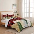 thumbnail image 5 of Quilts Queen Size Bedding Set, Christmas Trees Lightweight Quilted Comforter, Gold Green Xmas Snowflake Pine Plaid Red Soft Reversible Bedspread Coverlet with Pillow Covers for All Season, 90" x 96", 5 of 9
