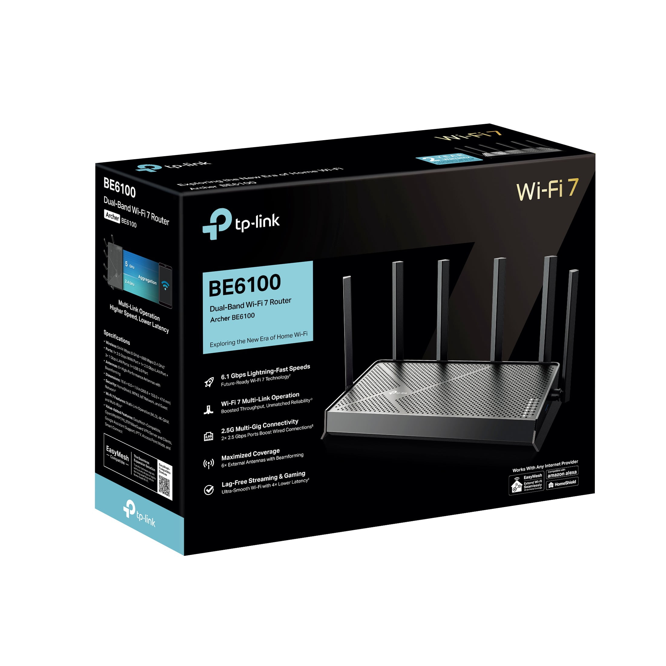 TP-Link Dual-Band BE6100 Wi-Fi 7 Router with dual 2.5Gbps Muti-Gig