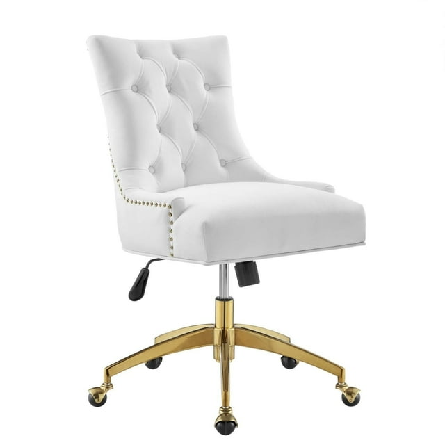 Modway Regent Tufted Performance Velvet Office Chair, Gold & White
