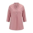 thumbnail image 4 of 2DXuixsh Womens Blouses Button Women's Long Sleeve Printed Fashion V Neck Rollable Long Sleeve Single Shirt Teal Striped Long Sleeve Shirt Women Polyester,Spandex Pink Xxl, 4 of 9
