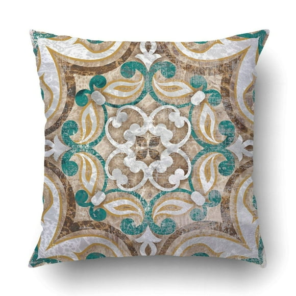 RYLABLUE Vintage Italian tile with Moroccan pattern Pillowcase Throw Pillow Cover Case 20x20 inches