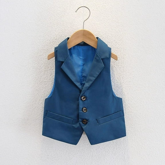 Delliss Toddler Boys 3 Button Fashion Lapel Formal Suit Solid Color Vest Casual Jacket 2-15 Years