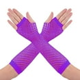 thumbnail image 4 of 80s Costume Accessories Set for Halloween Women Tutu Skirts Necklace Leg Warmers Fishnet Gloves Bracelet Set(Purple), 4 of 5