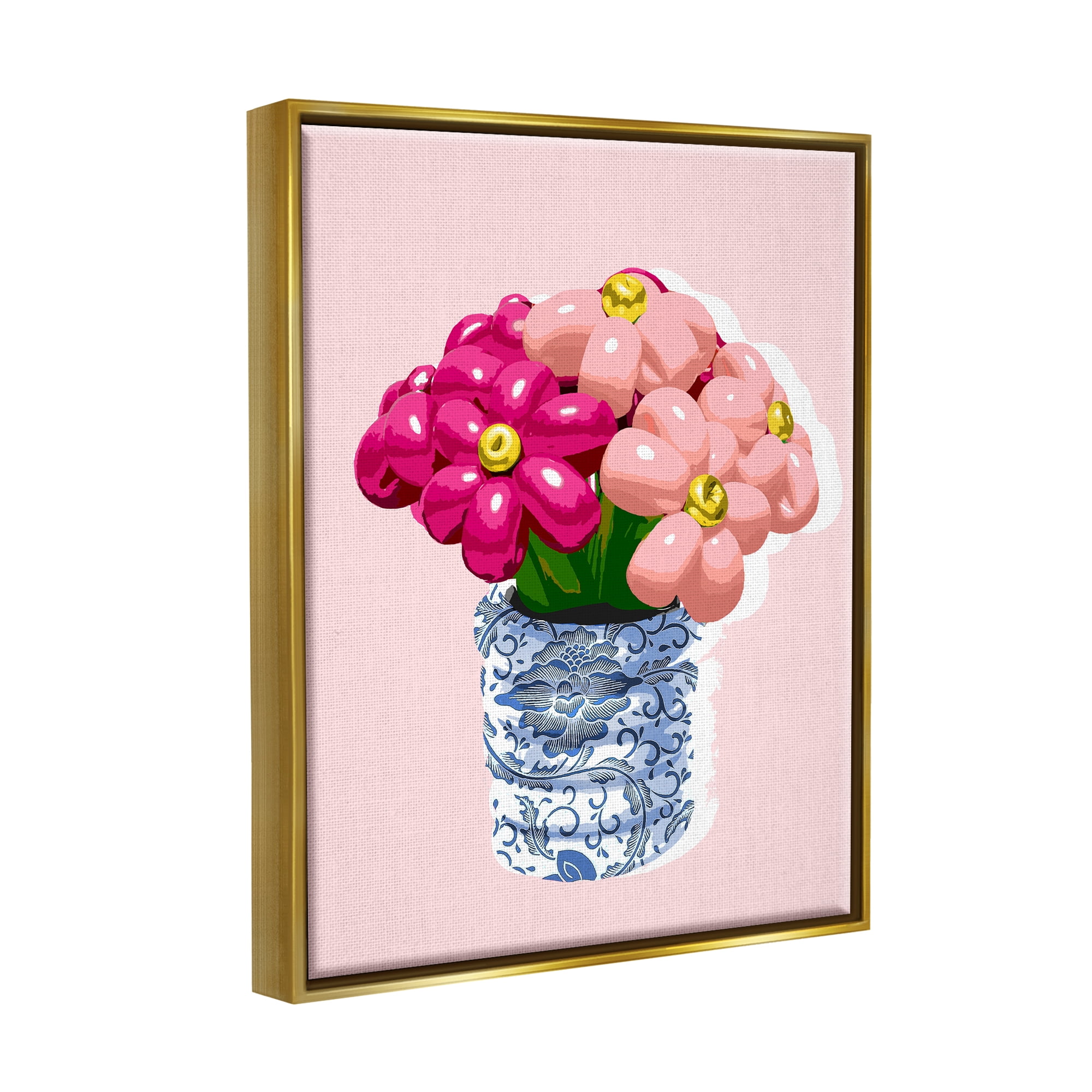 Stupell Industries Balloon Bouquet in Vase Abstract Painting Gold Floater Framed Art Print Wall Art, 25 x 31