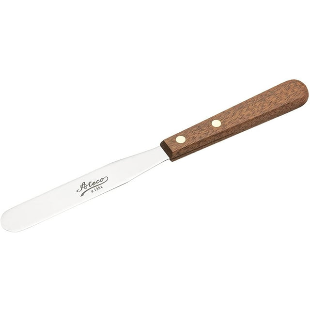 Espátula Ateco de acero inoxidable de 4,25" con mango de madera