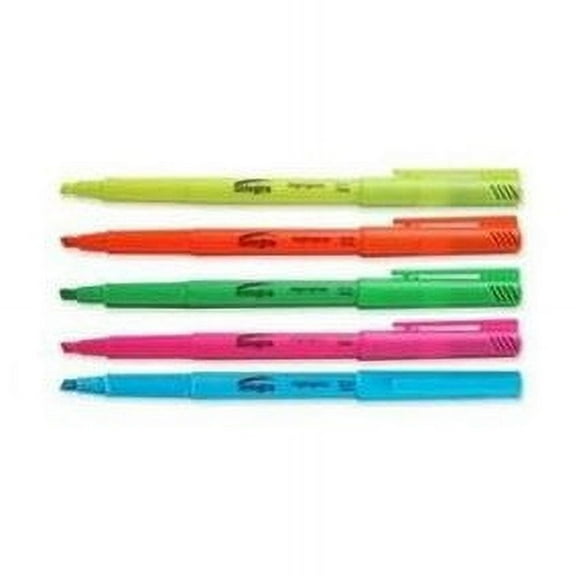Integra Pen Style Fluorescent Highlighters Chisel Marker Point Style - Assorted - 5 / Set