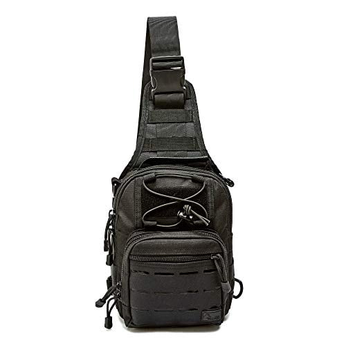 Wolf Compact Outdoor Sling Bag for Travel Hiking and Daily Use, Black